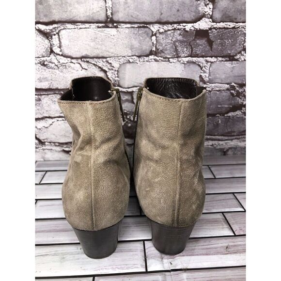 Aquatalia Taupe Suede Leather Side Zip Heel Ankle Booties Women’s Sz 10M US/41EU - Picture 7 of 16